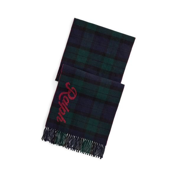 The Ralph Logo Plaid Wool Scarf