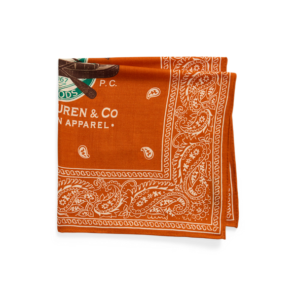 Wollen bandana met afbeelding Polo Ralph Lauren in Oranje multi 2