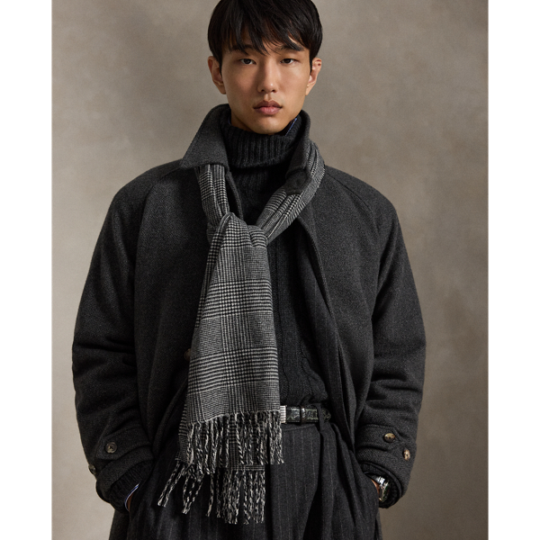 Glen Plaid Cashmere-Wool Scarf