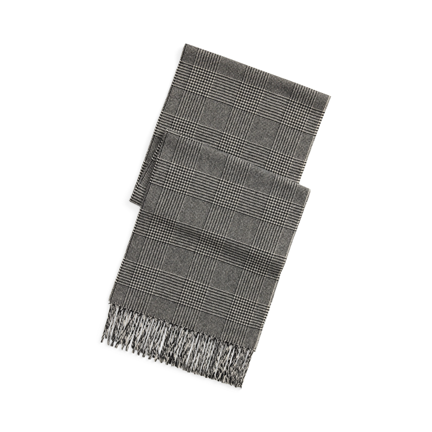 Мужской шарф Ralph Lauren Glen Plaid Cashmere-Wool, цвет: Чёрный / Кремовый — фото 2