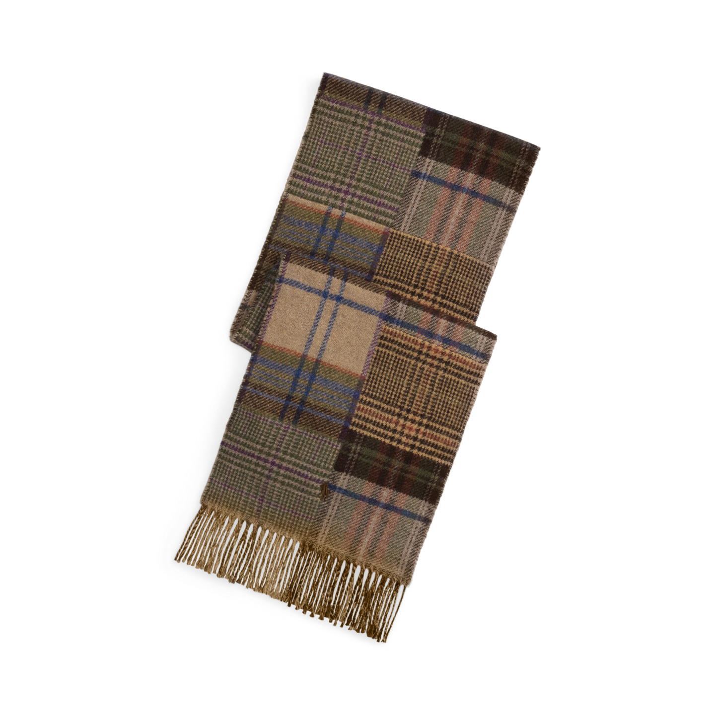 Мужской шарф Ralph Lauren Patchwork Plaid Wool-Blend, цвет: Верблюжий разноцветный — фото 2
