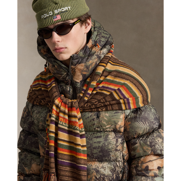 Textured-Stripe Wool-Blend Scarf