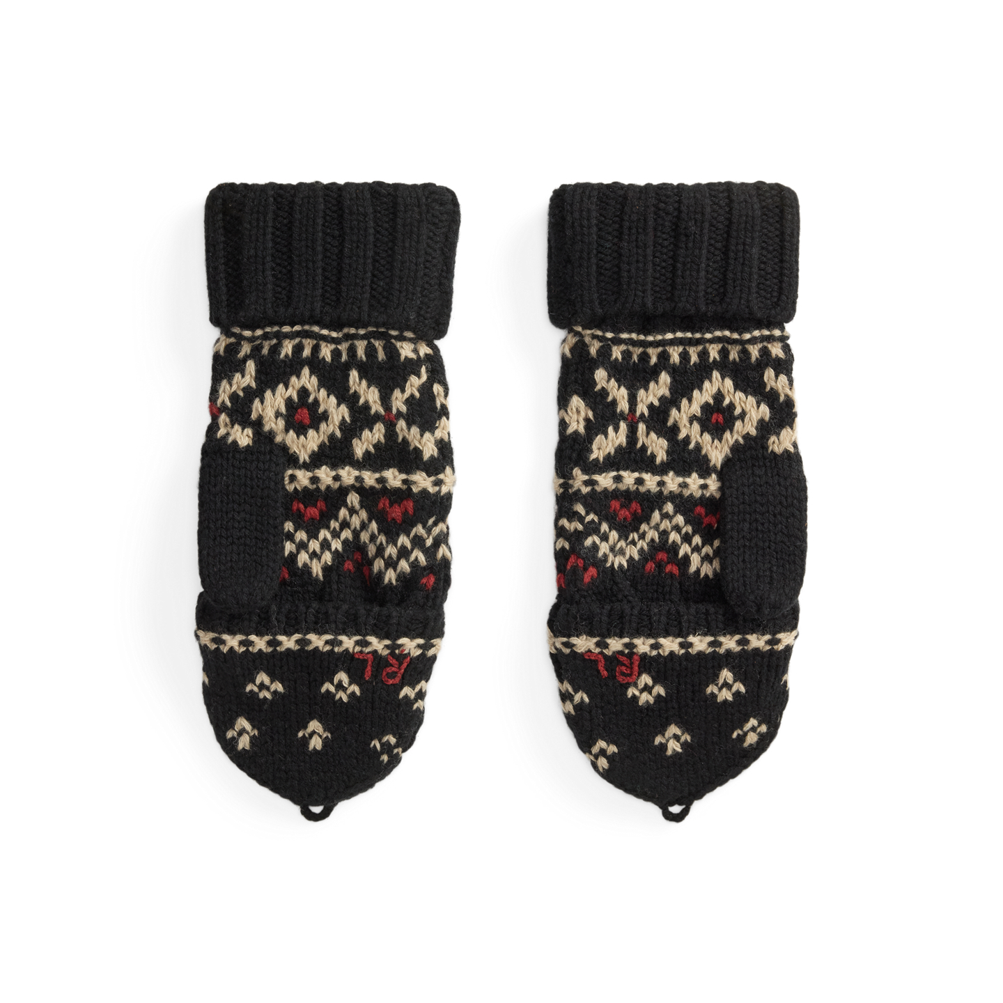 Мужские перчатки Ralph Lauren Patterned Wool-Blend Convertible Gloves, цвет: Чёрный / Красный — фото 1
