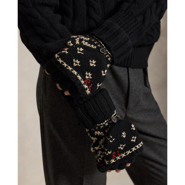 Patterned Wool-Blend Convertible Gloves
