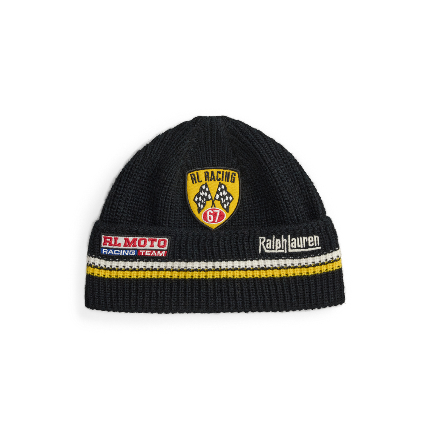 Мужская шапка Ralph Lauren Racing Rib-Knit, цвет: Чёрный разноцветный — фото 2