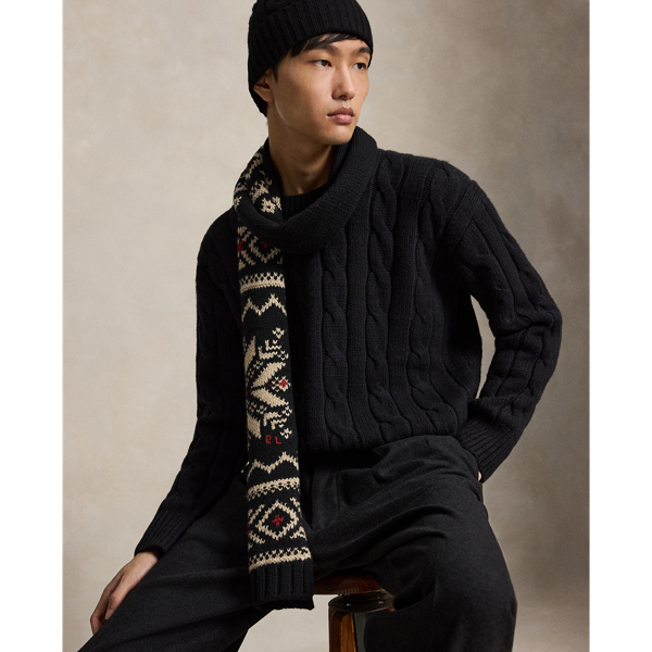 Patterned Wool-Blend Scarf