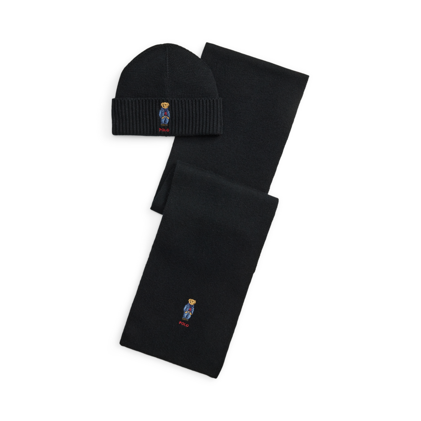 Мужские шапки Ralph Lauren Polo Bear Beanie & Scarf Gift Set, цвет: Чёрный — фото 1