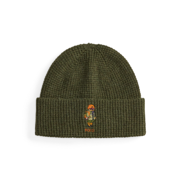 Polo Bear Waffle-Knit Wool-Blend Beanie