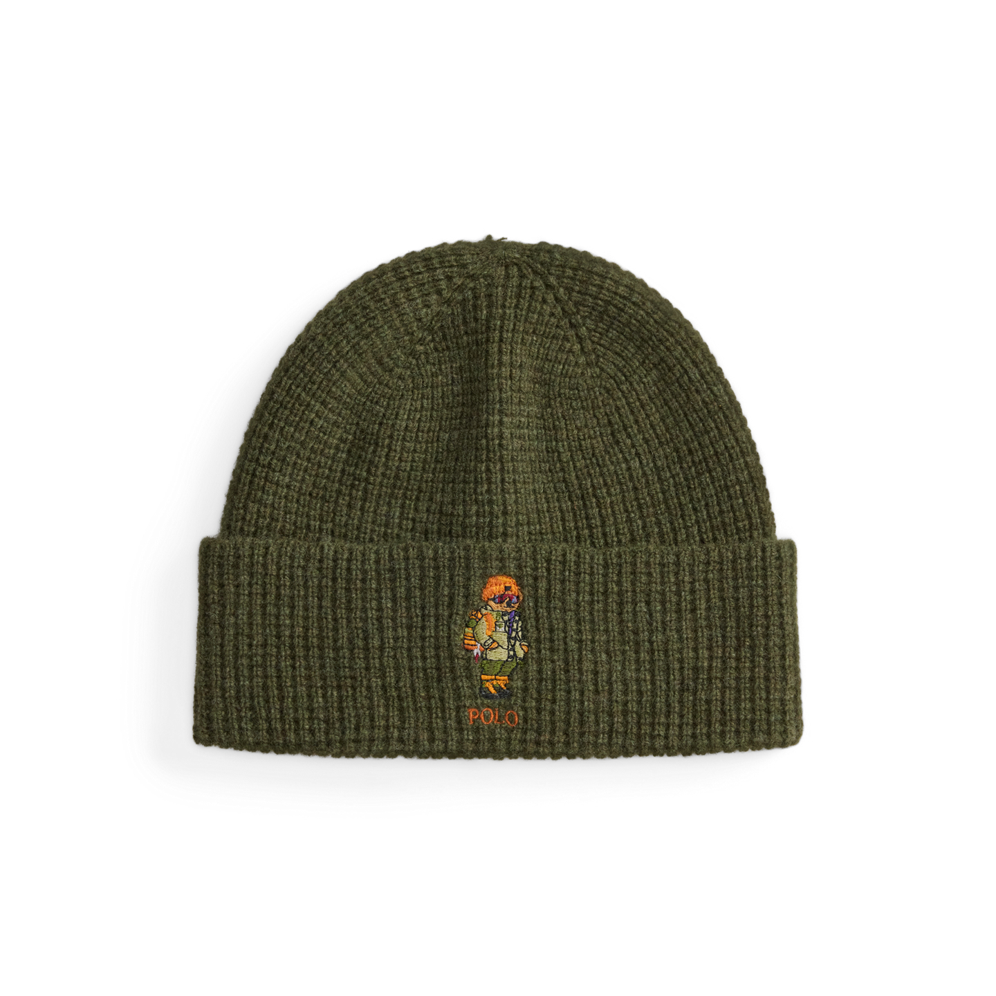 Мужская шапка Ralph Lauren Polo Bear Waffle-Knit Wool-Blend Beanie, цвет: Зелёный — фото 1