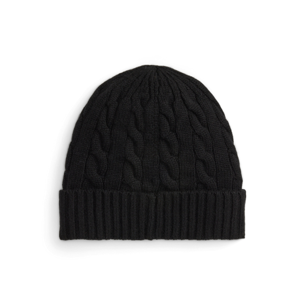 Polo Black Cable-Knit Wool-Cashmere Beanie Polo Ralph Lauren 4