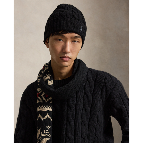 Polo Black Cable-Knit Wool-Cashmere Beanie Polo Ralph Lauren 3