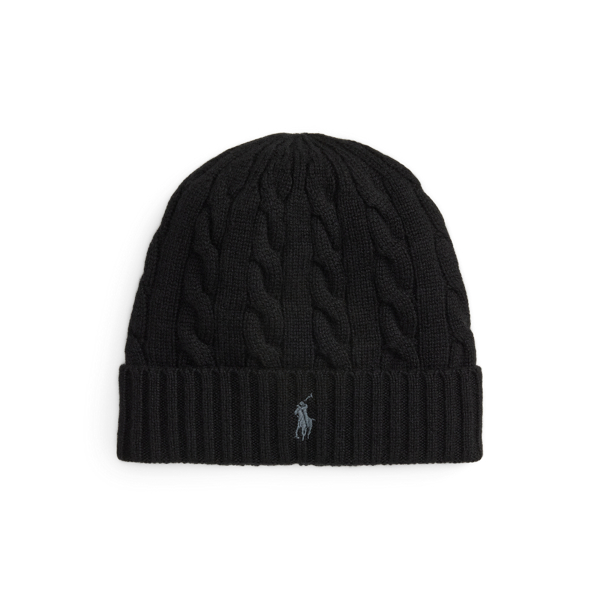 Polo Black Cable-Knit Wool-Cashmere Beanie Polo Ralph Lauren 1