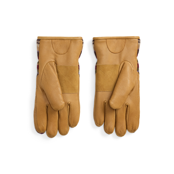 Textured-Stripe Hybrid Goatskin Gloves