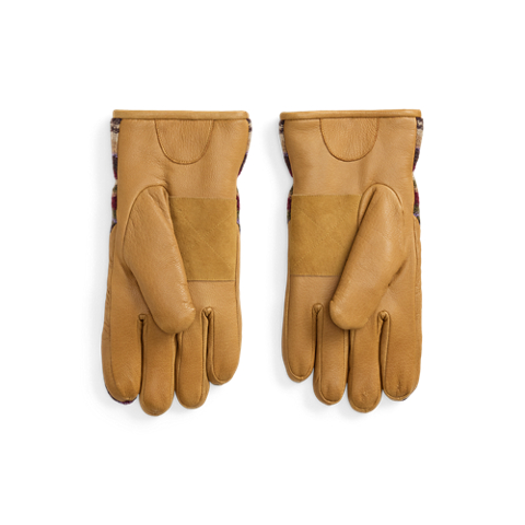 Мужские перчатки Ralph Lauren Textured-Stripe Hybrid Goatskin Gloves, цвет: Коричневый разноцветный