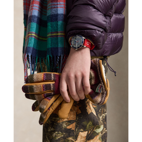 Textured-Stripe Hybrid Goatskin Gloves