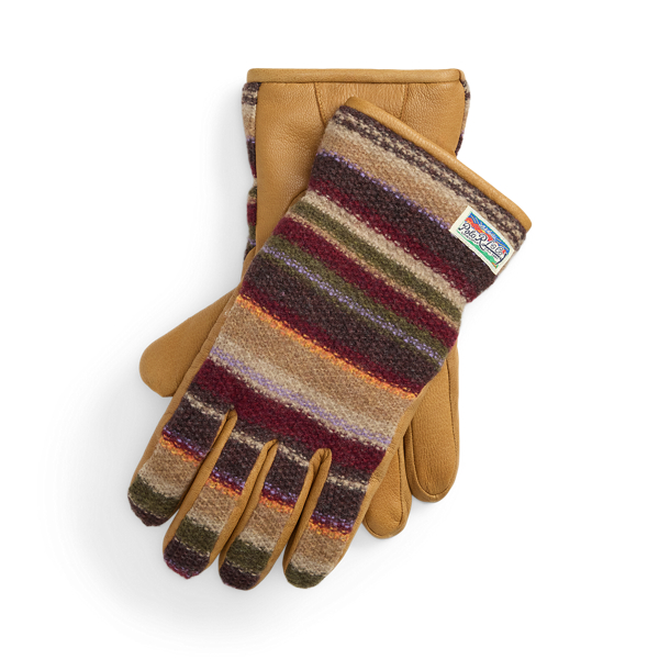 Textured-Stripe Hybrid Goatskin Gloves