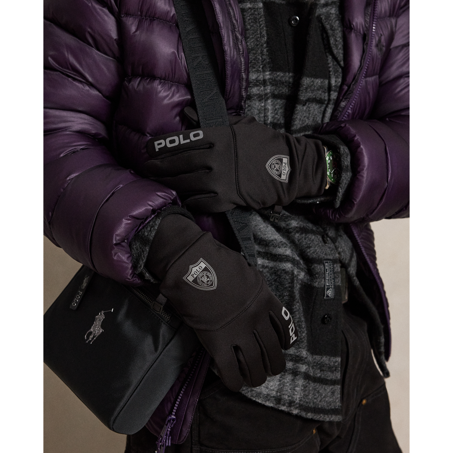 Мужские перчатки Ralph Lauren Washable Commuter Tech Gloves, цвет: Чёрный — фото 2