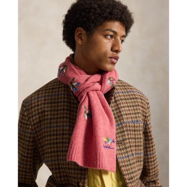 Embroidered Wool-Alpaca Scarf