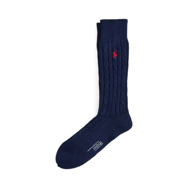 Navy Cable-Knit Cotton-Blend Socks Polo Ralph Lauren 1