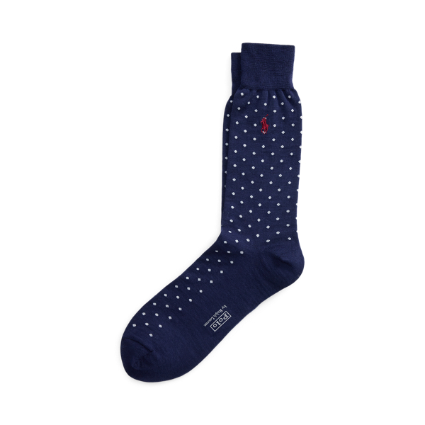 Navy Polka-Dot Wool-Blend Trouser Socks Polo Ralph Lauren 1