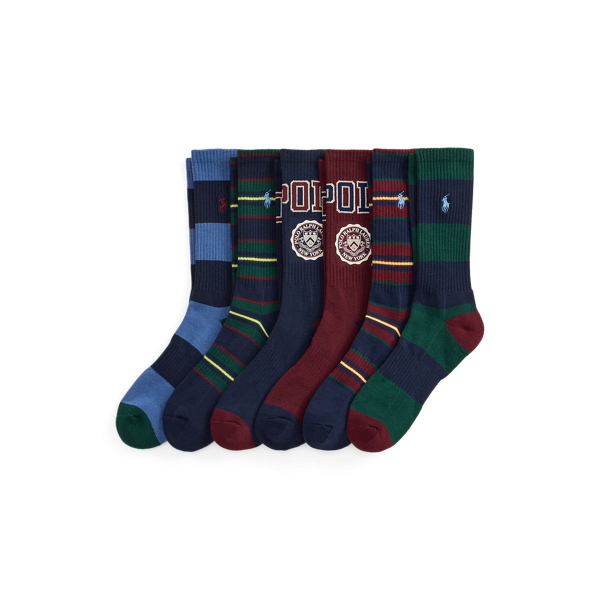 Crest & Striped Crew Sock 6-Pack