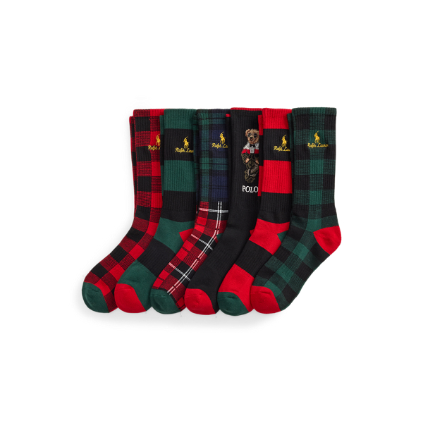 Polo Bear Cotton-Blend Crew Sock 6-Pack
