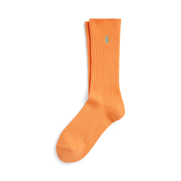 Pompano Orange Ribbed Cotton Blend Crew Socks Polo Ralph Lauren 1