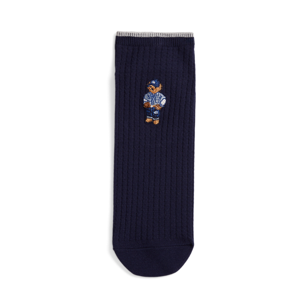 Cruise Navy Polo Bear Mini-Cable Quarter Crew Socks Polo Ralph Lauren 1