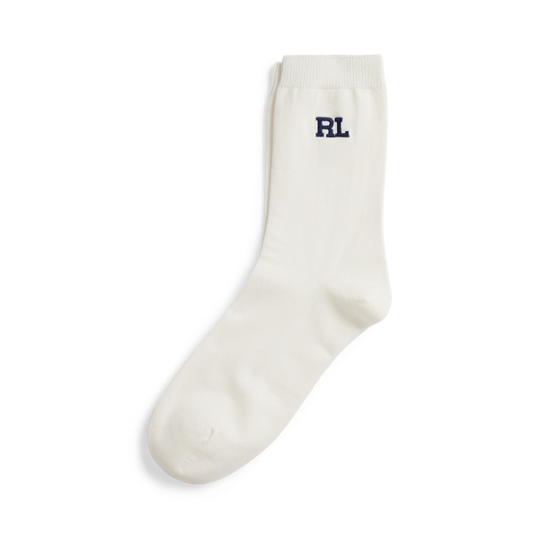 Deckwash White Cotton Blend Letter Half Crew Socks Polo Ralph Lauren 1
