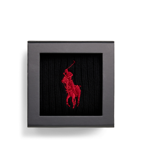 Black Big Pony Ribbed Cotton-Blend Crew Socks Polo Ralph Lauren 2