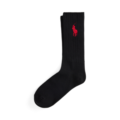 Носки Pony для мужчин, средней высоты, хлопок, в рубчик — Ralph Lauren, цвет: Чёрный