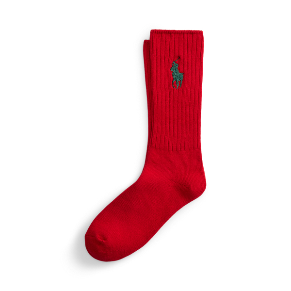 Big Pony Ribbed Cotton-Blend Crew Socks