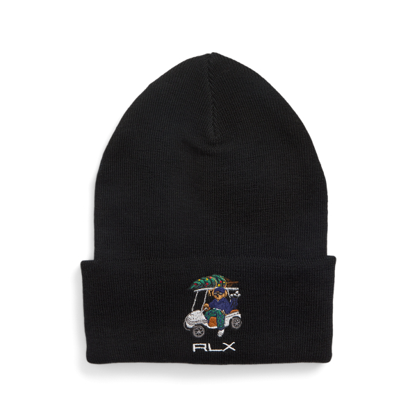 Black Polo Bear Merino Wool Beanie RLX 1