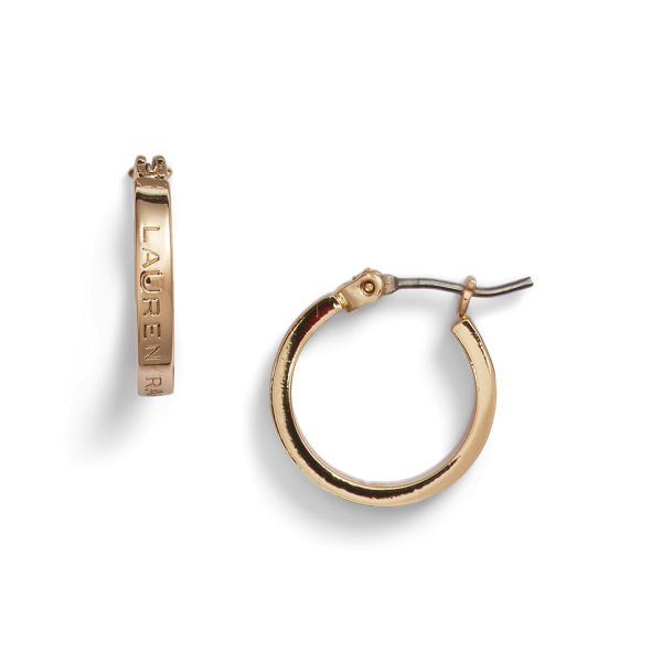 Goldfarbene Creolen mit Logo Lauren in Silber/Gold 2