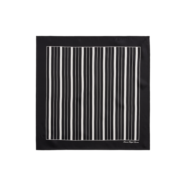 Black Striped Silk Twill Square Scarf Lauren 2