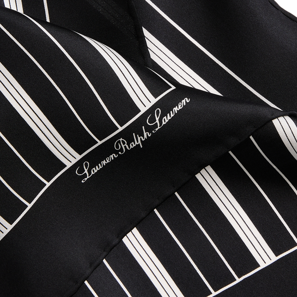 Black Striped Silk Twill Square Scarf Lauren 3