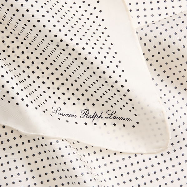 Cream Dot Polka-Dot Silk Twill Square Scarf Lauren 3