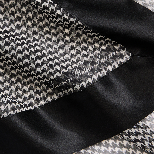 Black/Cream Houndstooth Margot Houndstooth Silk Square Scarf Lauren 3