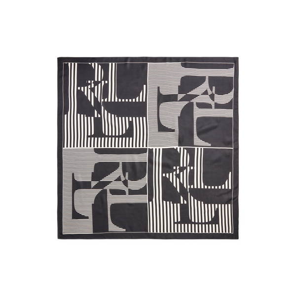 Black Natalie Logo Silk Twill Square Scarf Lauren 2