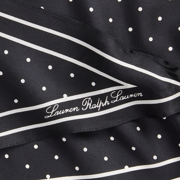 Black Polka-Dot Silk Twill Diamond Scarf Lauren 3