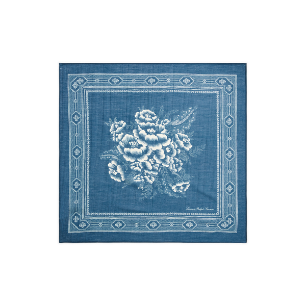 Indigo Floral Cotton-Silk Bandanna Lauren 2