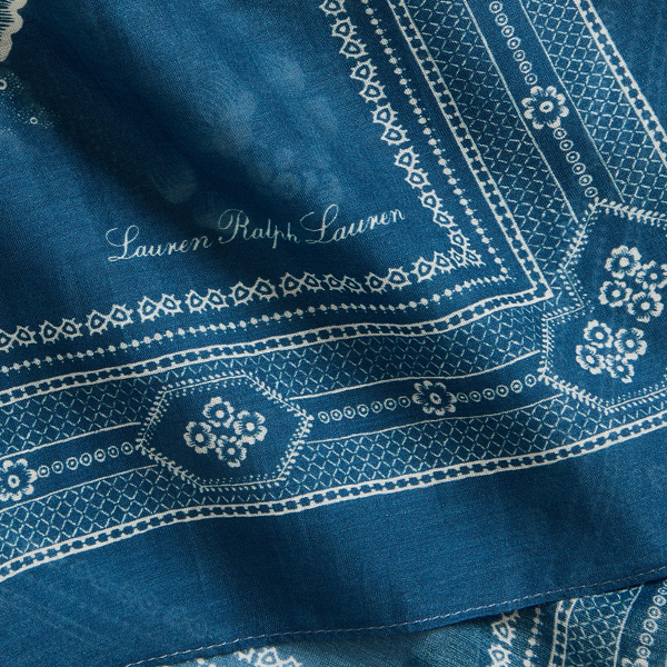 Indigo Floral Cotton-Silk Bandanna Lauren 3