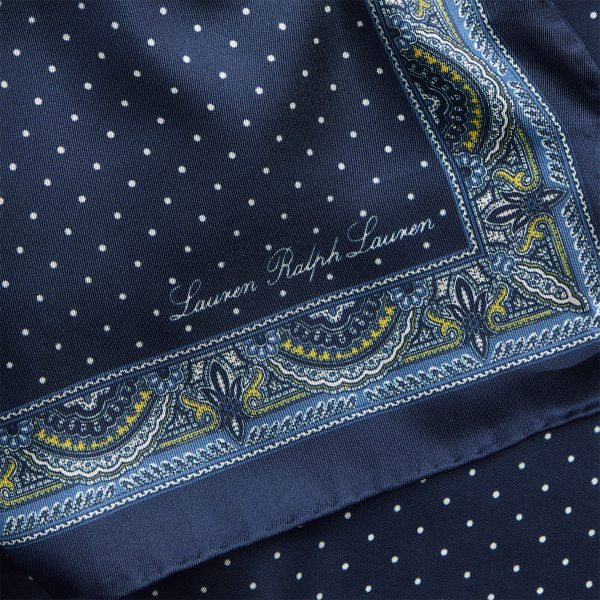 Indigo Simone Polka-Dot Silk Twill Square Scarf Lauren 3