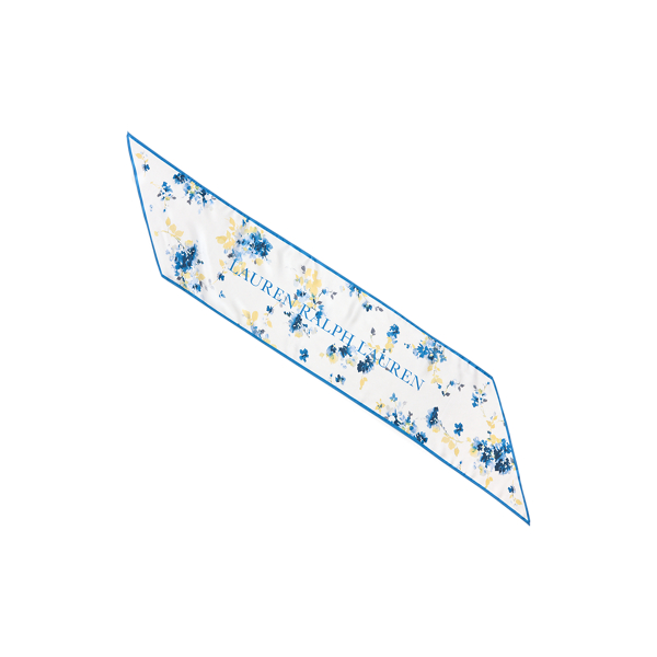 White Phylicia Floral Silk Twill Scarf Lauren 2