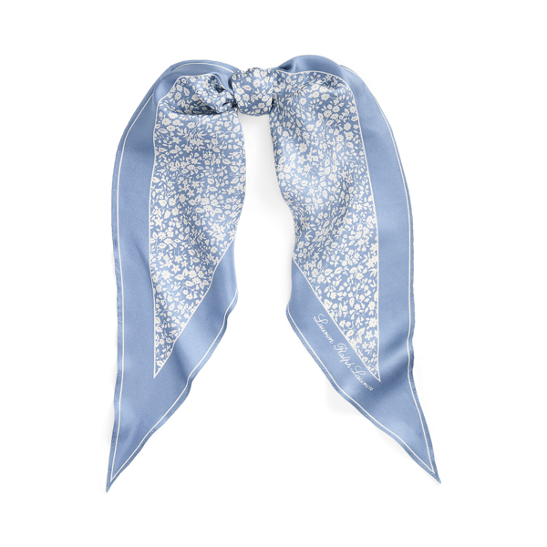 Foulard losange Maia fleuri serg&eacute; soie