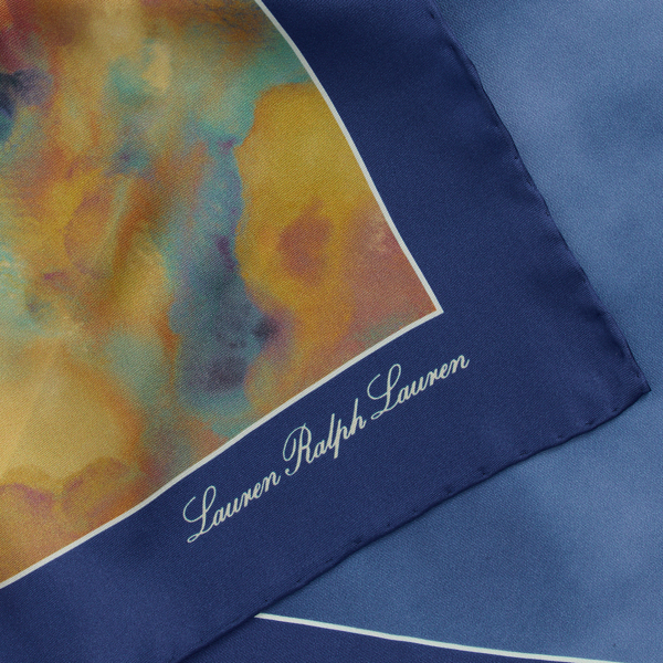 Medium Blue Sienna Print Silk Twill Square Scarf Lauren 3