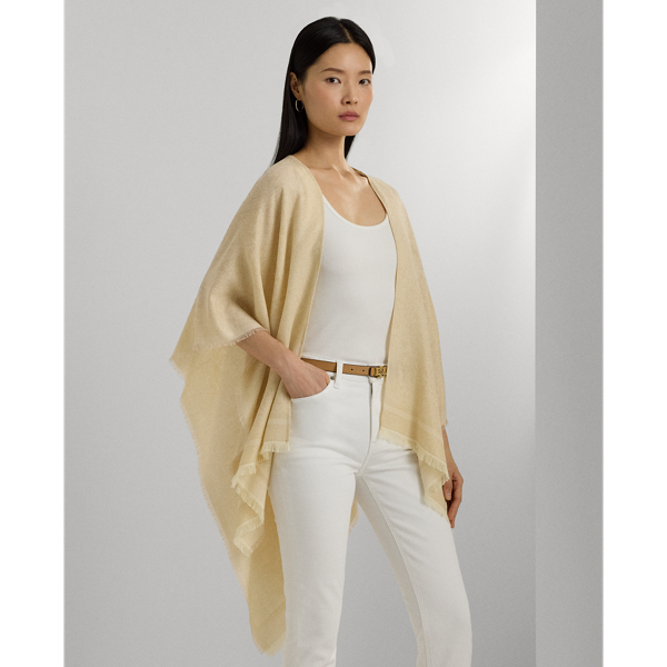 Cream / Gold Belting-Motif Jacquard Ruana Lauren 4