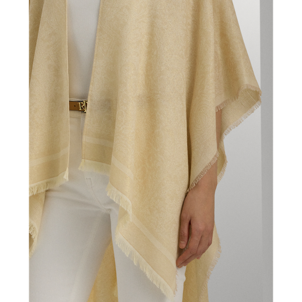 Cream / Gold Belting-Motif Jacquard Ruana Lauren 6
