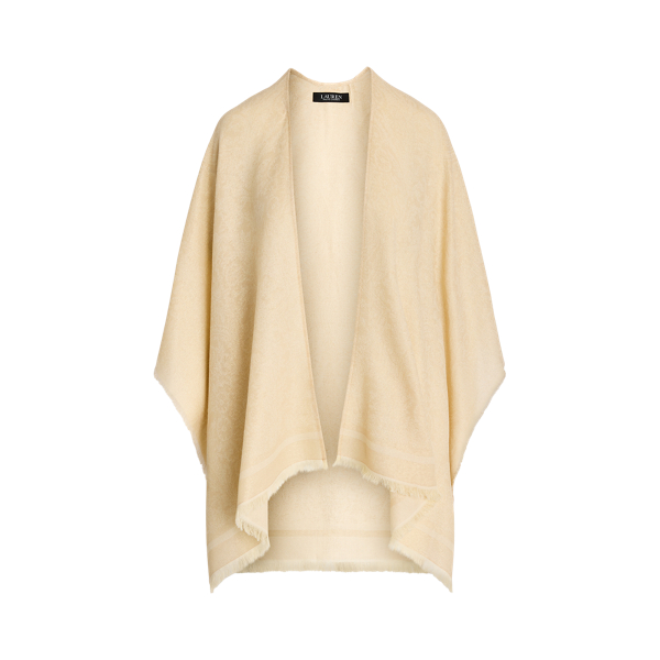 Cream / Gold Belting-Motif Jacquard Ruana Lauren 2