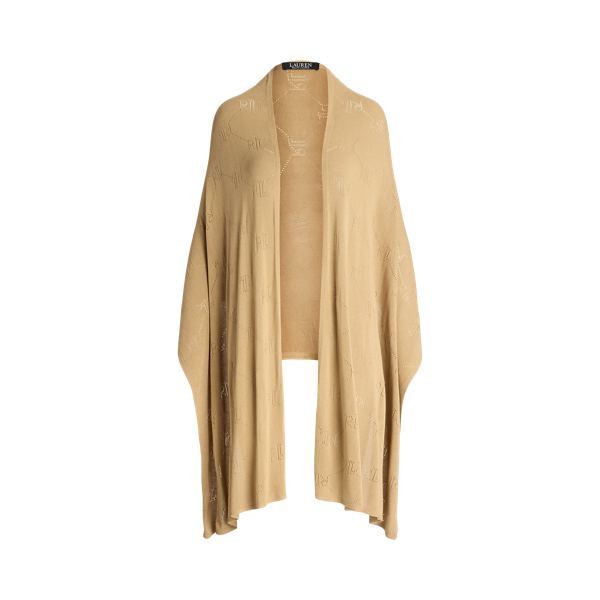 Pointelle-Knit Logo Wrap Scarf
